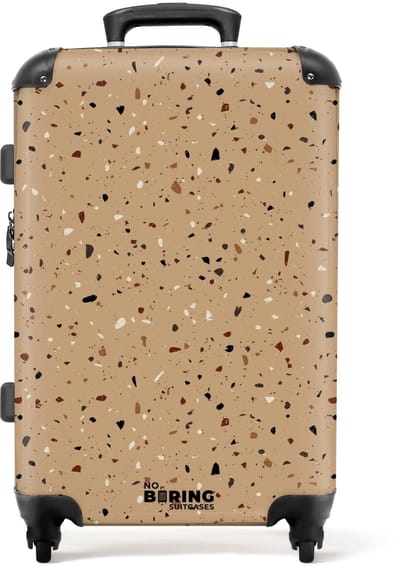 NoBoringSuitcases.com - Grote koffer - Terrazzo patroon veelkleurig beige - Kinderkoffer geschikt voor jongen en meisjes - Reiskoffer met 4 wielen - Trolley op wieltjes - Rolkoffer groot kinderen - 72 liter - Ruimbagage valies 20kg
