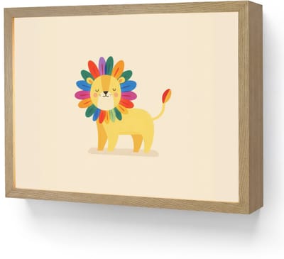 Wandlamp 40x30 cm - Oplaadbaar - Leeuw - Kleurrijke manen - Beige - Wandlampen binnen woonkamer - Slaapkamer lamp - Decoratieve nachtlamp - Vloerlamp draadloos
