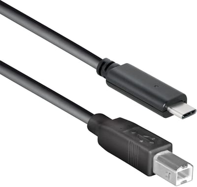 USB-C naar USB-B kabel - USB2.0 - tot 2A / zwart - 1,8 meter