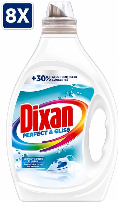 8 x Dixan Vloeibaar Wasmiddel - Perfect & Gliss - 32 wasbeurten