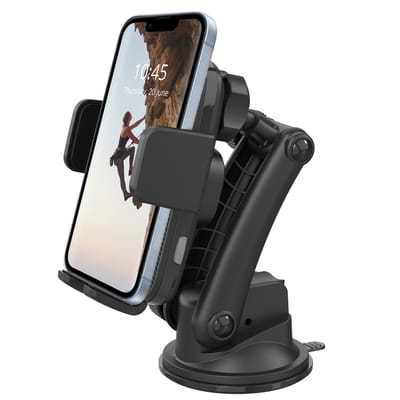 Accezz Telefoonhouder Auto Geschikt voor Draadloos Opladen - Krachtige Zuignap voor Dashboard en Raam - Inclusief Autolader - GSM Houder