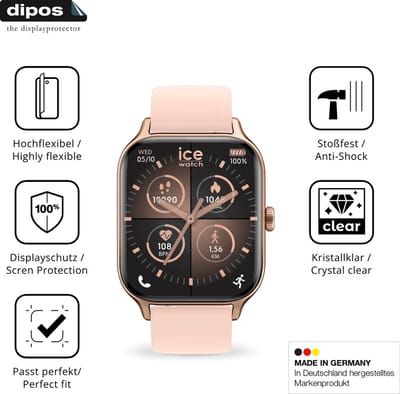 dipos – 2x Beschermfolie geschikt voor Ice-Watch Ice Fit RT 3.0 40mm | 3D Full Cover Screenprotector | 100% Passend