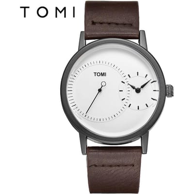 [] Tomi Temi Montre Mode Simple à Deux Aiguilles Hommes et Femmes Créative Harajuku Montre à Quartz white