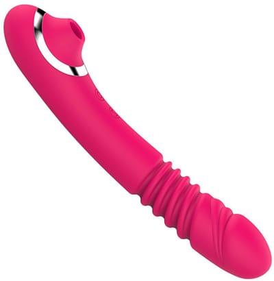 Cupitoys® Stotende luchtdruk vibrator - 2 in 1 - 23cm - Roze - 14 standen - Vibrators voor vrouwen en mannen - Sex toys voor vrouwen en mannen