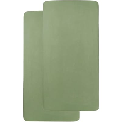 Meyco Baby Uni hoeslaken wieg - 2-pack - jersey - olive green - 40x80/90cm