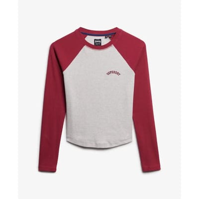 Geribde lange mouwen T-shirt met logo voor dames Superdry Essential