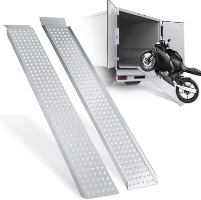 Set van 2 Antislip Oprijhellingen voor Motoren en Aanhangers, Verzinkt Staal