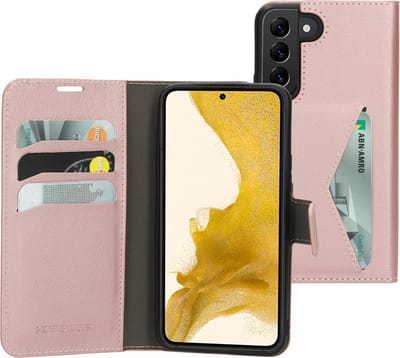Mobiparts hoesje geschikt voor Samsung Galaxy S22 - Wallet/Boekhoesje - Eco Leer - Magneet Sluiting - Opberg vakken - Roze