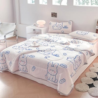 Nieuwe Coole Gevoel Zomer Dekendeken Set met Latex Bedmat Airconditioning Dekbed Beddengoed Sets Lichtgewicht Ademend Koel Dekbed 90x200cm bed 3 pcs