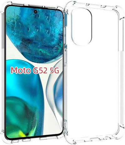 MobyDefend Hoesje - Geschikt voor Motorola Moto G52 - Transparante Shockproof TPU Backcover - Verstevigde Hoeken - Volledig Doorzichtig