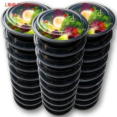 Maaltijdvoorbereidingscontainers Plastic Voedselcontainers met Deksel Draagbare Bento Lunchbox voor Buiten, 1-Vaks Ronde Lunchbox 700 ml&1 gray