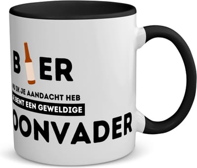 Akyol - bier, nu ik je aandacht heb je bent een geweldige schoonvader koffiemok - theemok - zwart - Papa - schoonvader - vader cadeautjes - vaderdag - verjaardagscadeau - verjaardag - cadeau - geschenk - kado - gift - vader artikelen - 350 ML inhoud