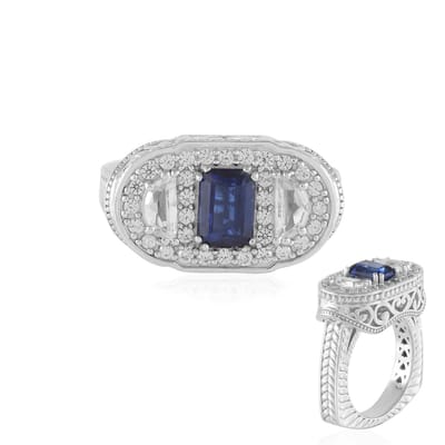 Cavill - Zilveren ring met Nepal Kyaniet 1,08 ct - 925 Sterling Zilver - 2,02 ct totaal - Elegante blauwe edelsteen ring met witte topaas en zirkonen
