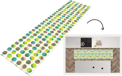 Keukenloper - Loper keuken - Cirkel - Groen - Patroon - 200x50 cm - Keukenloper vinyl