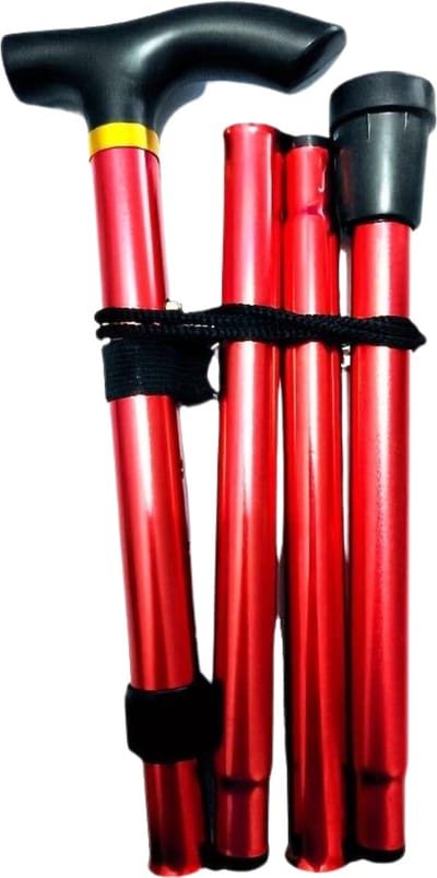 Nivard Opvouwbare Wandelstok - Inklapbare Wandelstok - Wandelstok Opvouwbaar - Wandelstokken Verstelbaar - Loopstok - Mannen - Vrouwen - Rubber Handvat - Rood