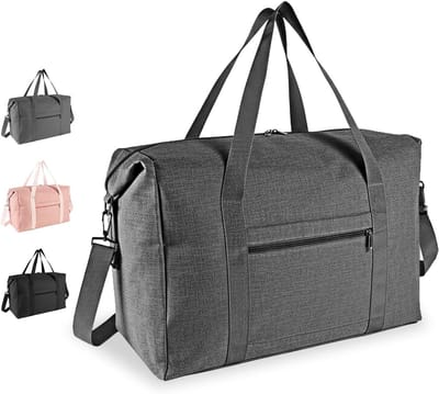 Vouwbare Reistas 25 L - Lichtgewicht Sporttas voor Mannen en Vrouwen - Weekendtas voor Fitness, Vakantie en Kamperen in Grijs