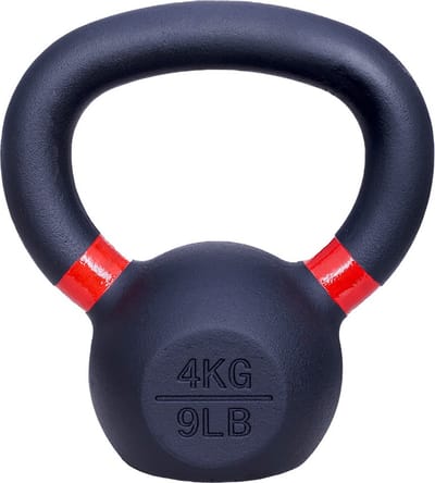 ForzaFit Kettlebell 4 kg - Gietijzer Kettle bell - Zwart met Rood - 9 LB