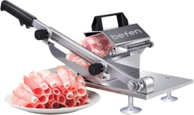 Luxe Snijmachine – Handmatige Vleessnijmachine – Allessnijder – Voor Thuis & Professioneel Gebruik – 19,6 CM Mes – Instelbare Snijdikte – RVS