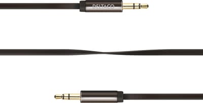 Deltaco AUD-101 3,5 mm naar 3,5 mm Stereo audiokabel 1 m platte kabel voor smartphone, tablet, PC en notebook