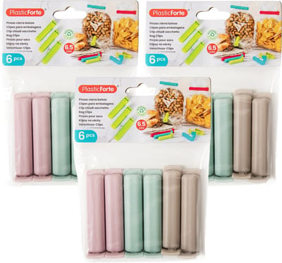 Plasticforte 18x afsluitclips / vershoudclips - 6 cm - keuken/voedsel zakjes afsluiten - Vershoudklemmen - vershoudknijpers