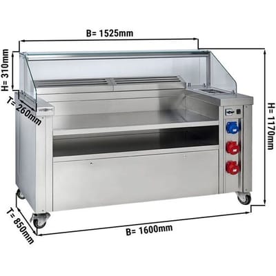 GGM Gastro Mobile Kochstation - 1600x850mm - Höhe: 1170mm Zilver