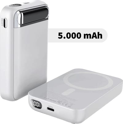 Powerbank geschikt voor iPhone en MagSafe - Powerbanks 5000 mAh - Draadloos - Snellader - Quick Charge - USB-C + USB-A Poorten
