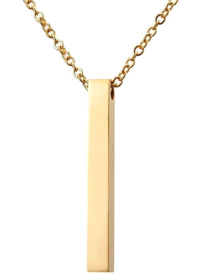 Long Bar Heren Ketting met Hanger - Goud kleurig - Minimalist - Kettingen Mannen Dames - Papa Cadeau Voor Mannen - Vaderdag