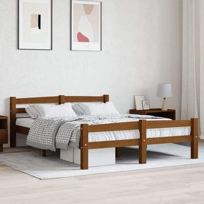 vidaXL - Bedframe - massief - grenenhout - honingbruin - 140x200 - cm
