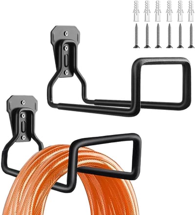 Tuinslanghouder - 2 Stuks - Slanghouder - Stevige buishaken - Wandgemonteerde slangbeugel - Tuinslang Ophangsysteem - Tuingereedschap Opbergen - Voor het ophangen van tuinslangen, Touwen en Verlengsnoeren - zwart