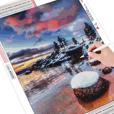 Diamant mozaïek landschap hars boor kristal diamant schilderij 5d volledige ronde diamant borduurwerk 20X30 black