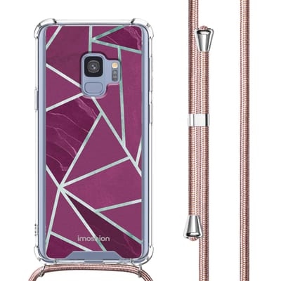 imoshion Hoesje - Geschikt voor Samsung Galaxy S9 - Design Hoesje met Koord - Bordeaux Graphic