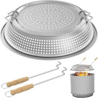 Vuurkorf Beschermhoes - Park Cover - Buiten Verwarmen - Roestvrij Staal - 19 Inch Rond - Zilverkleurig