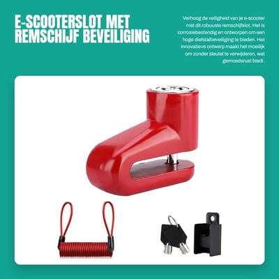 Dailygoods- E-scooterslot - Schijfremslot met alarm - Remschijfslot - Diefstalbeveiliging - Corrosiebestendig - Slijtvast