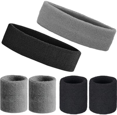 Dailygoods- Zweetbanden - 6 Stuks Sportzweetbanden - Sporthoofdband - Sportarmbanden - Katoen/Spandex/Nylon - Comfortabel en Sneldrogend - Sportbanden