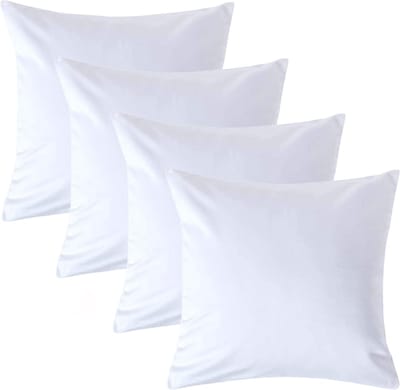 Homescapes Luxe Satijn Kussensloop 40x40 cm – Wit – Set van 4 – 100% Egyptisch Katoen Satijn – Draaddichtheid 1000