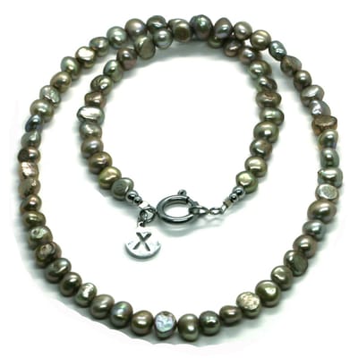 IbizaMen - heren - ketting - edelsteen - zoetwaterparel - brons - 50cm