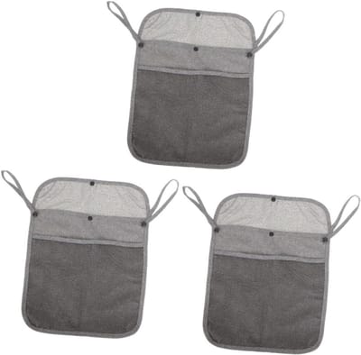 Kinderwagen Organizer Tas - Kinderwagen Accessoires - Baby Spullen Opbergen - Praktisch Ontwerp - 3 stuks - Grijs