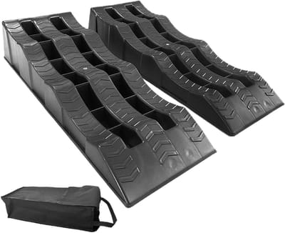 Wielblokken - Oprijplaten Camper - Waterpas Stellen - Antislip Ontwerp - 2 Stuks - Zwart
