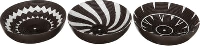 J-Line Kom rond patroon D18x6cm - Set van 3 - Zwart/Wit