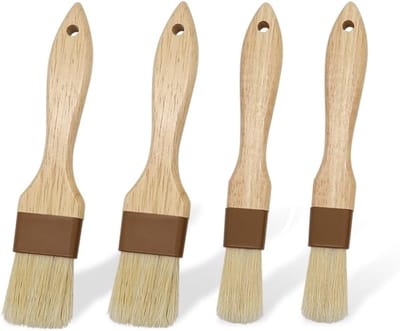 4 stuks houten keukenkwasten oliekwast voor gebak koken kwast voor grillen, koken, bakken (klein + medium)