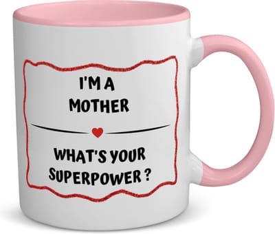 Akyol - i'm a mother what's your superpower? koffiemok - theemok - roze - Mama - moeder met superkracht - moeder cadeautjes - moederdag - verjaardag - geschenk - kado - 350 ML inhoud