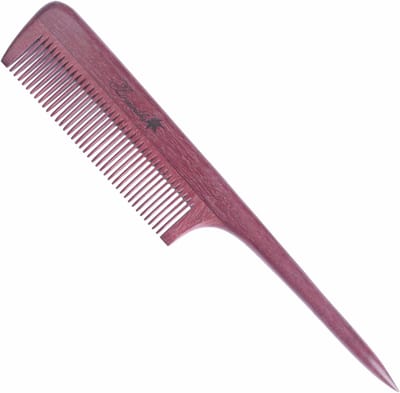 Houten Haarkam - Fijne Tand Kam - Dagelijks Haar - Natuurlijk Paarshout - 21 cm Lang - Paars