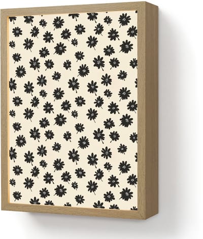 Wandlamp 30x40 cm - Oplaadbaar - Madeliefjes - Grafisch - Zwart - Beige - Wandlampen binnen woonkamer - Slaapkamer lamp - Decoratieve nachtlamp - Vloerlamp draadloos