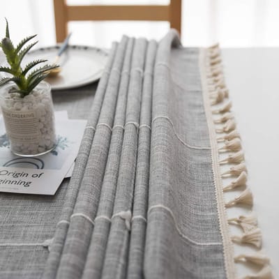 Unyqoos ® Stijlvol en Veelzijdig Tafelkleed met Kwastjes voor Binnen en Buiten, Katoen-Linnen Mix, Afwasbaar, 100 x 160 cm