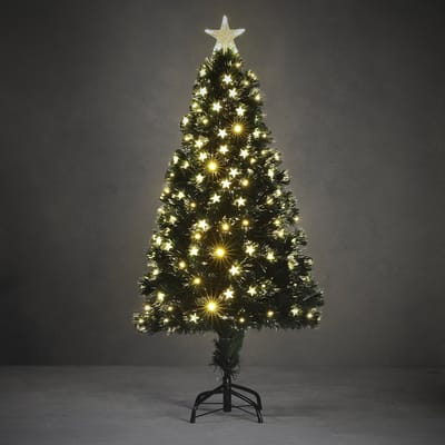 Luca Lighting Mercury Kerstboom met Fibre Optic Verlichting - Kerstversiering voor Binnen met 135 LED Lampjes - Kunstboom Rond met Sterrenpiek - H120 x Ø55 cm - Groen