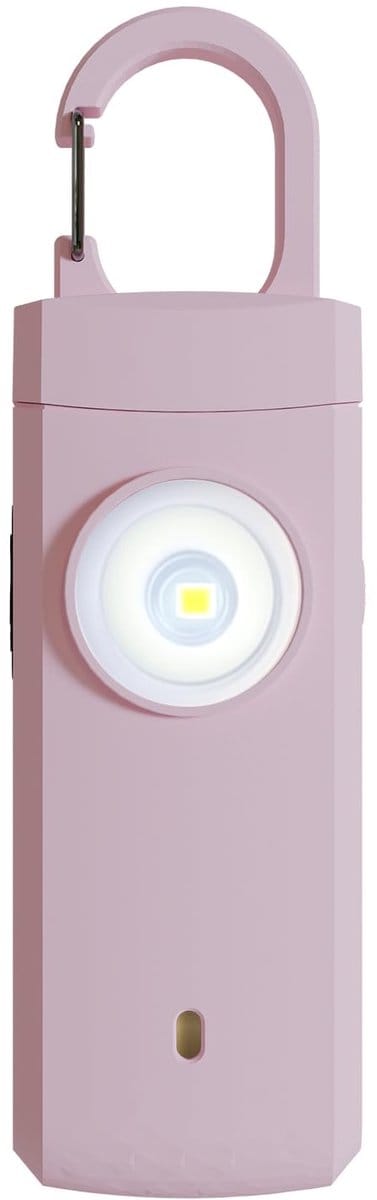 Persoonlijk alarm - Zelfverdediging - Noodsignaal sleutelhanger - Personal alarm - 130 dB - Veilig over straat - USB oplaadbaar - Met flits - Compact - Roze - Jonyx