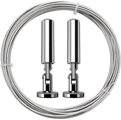 Dailygoods- Gordijnkabel 5 m - Roestvrij Staal - Waslijn - Spansysteem - Multifunctioneel - Inclusief Houders/Screws