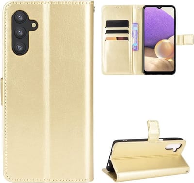 LuxeBass Hoesje geschikt voor Samsung Galaxy A13 5G - Boekhoesje - Goud - Portemonneehoesje - telefoonhoes - gsm hoes - telefoonhoesjes