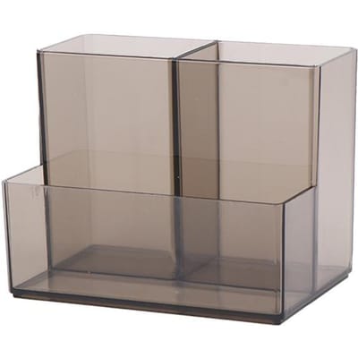 Eenvoudige Acryl Transparante 3 Vakken Penhouder Doos Make-up Kwasten Houder Cosmetische Organizer Bureau Pen Opbergdoos voor Studenten zwart