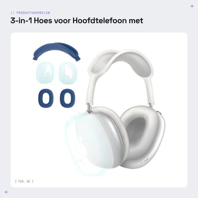 Dailygoods- Hoes voor AirPod Max - Siliconen Oorkussens - TPU Beschermhoes - Hoofdband Cover - Diepblauw - Schokbestendig - Koptelefoonhoes